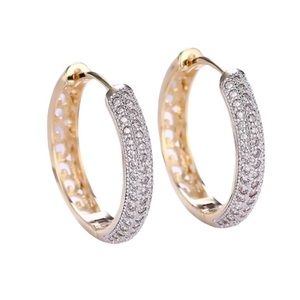 18K Gold Plated CZ Hoop Earrings